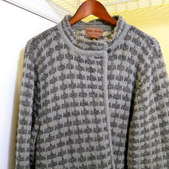 Yves Vevent Sweaters - Vintage 2-Tone Gray Cardigan - Sz 46 (L/XL)
